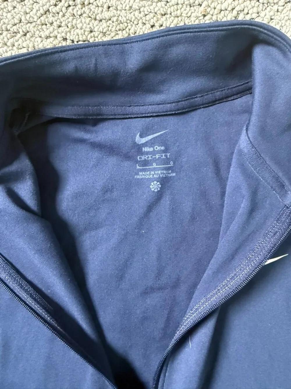 Nike Girls' Dri-FIT Long-Sleeve Zip Jacket Navy Blue size L